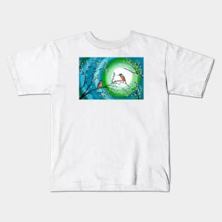 Green Moon and Hummingbirds Kids T-Shirt